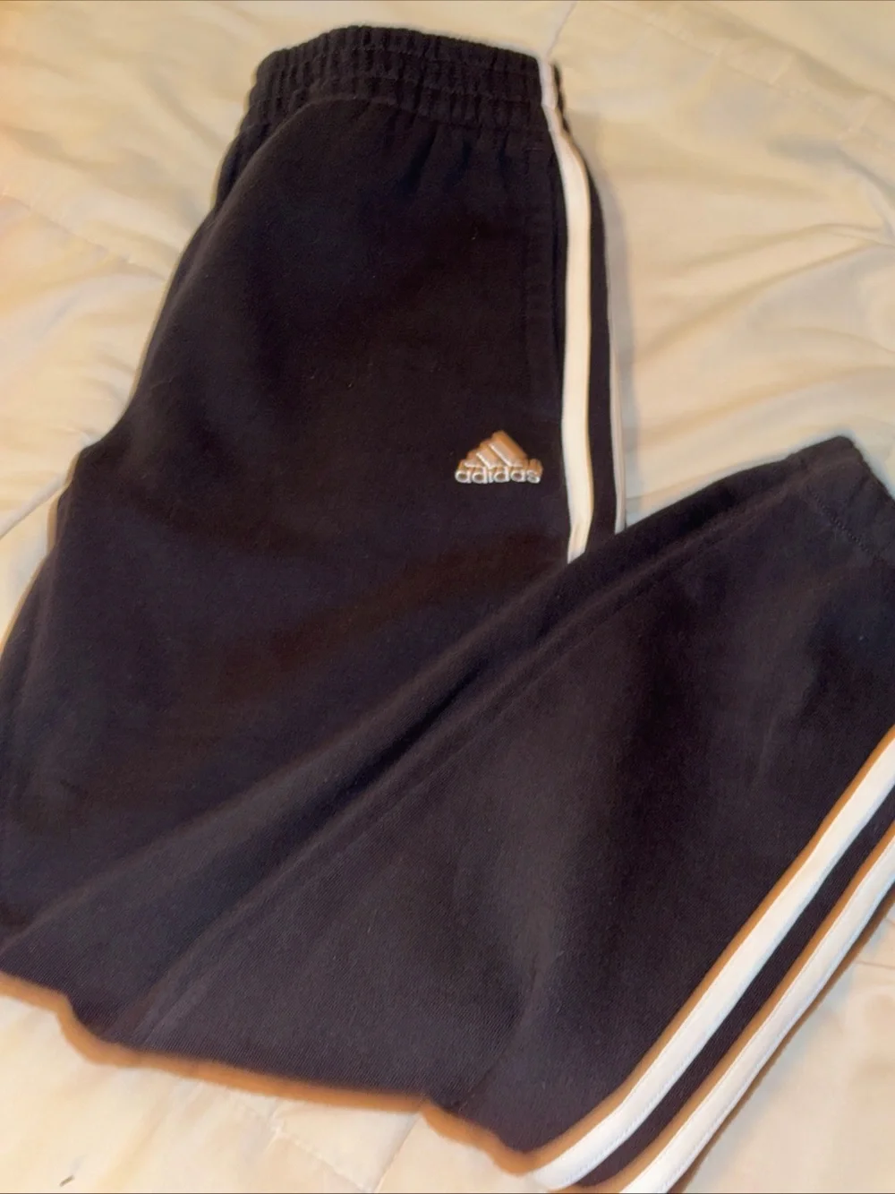 adidas Black Joggers with White Side Stripes - Kids